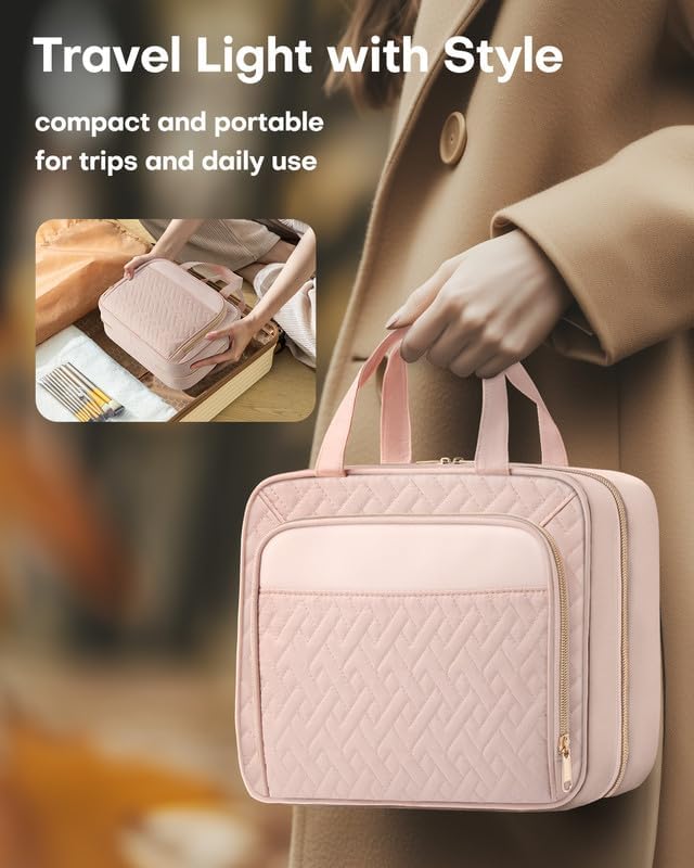 Cosmetic bag open compartments