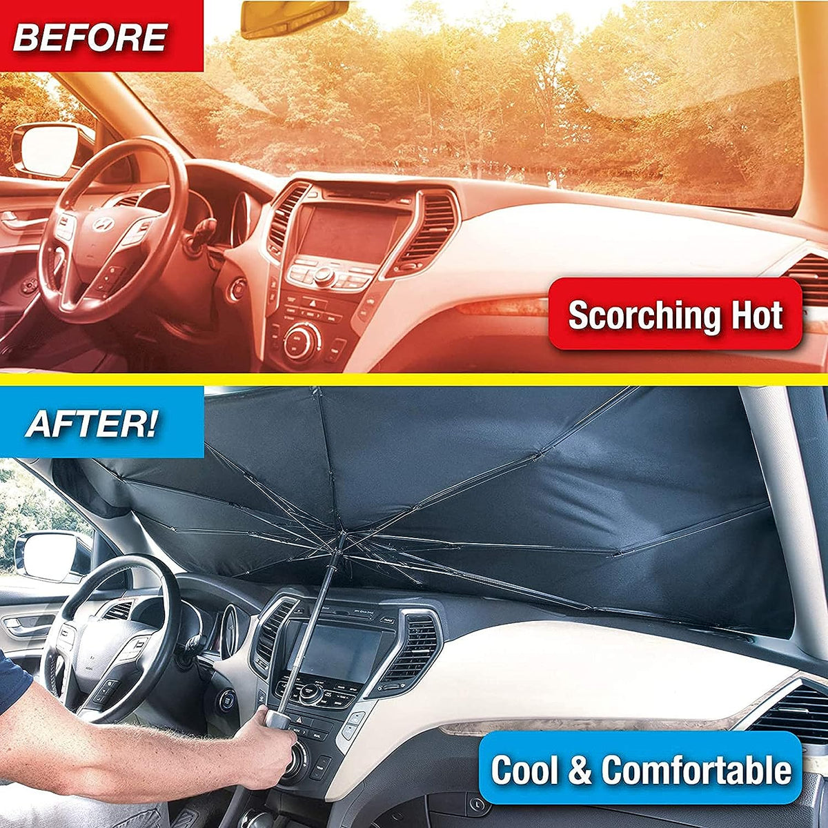 Premium Car Windshield Sun Shade - folded