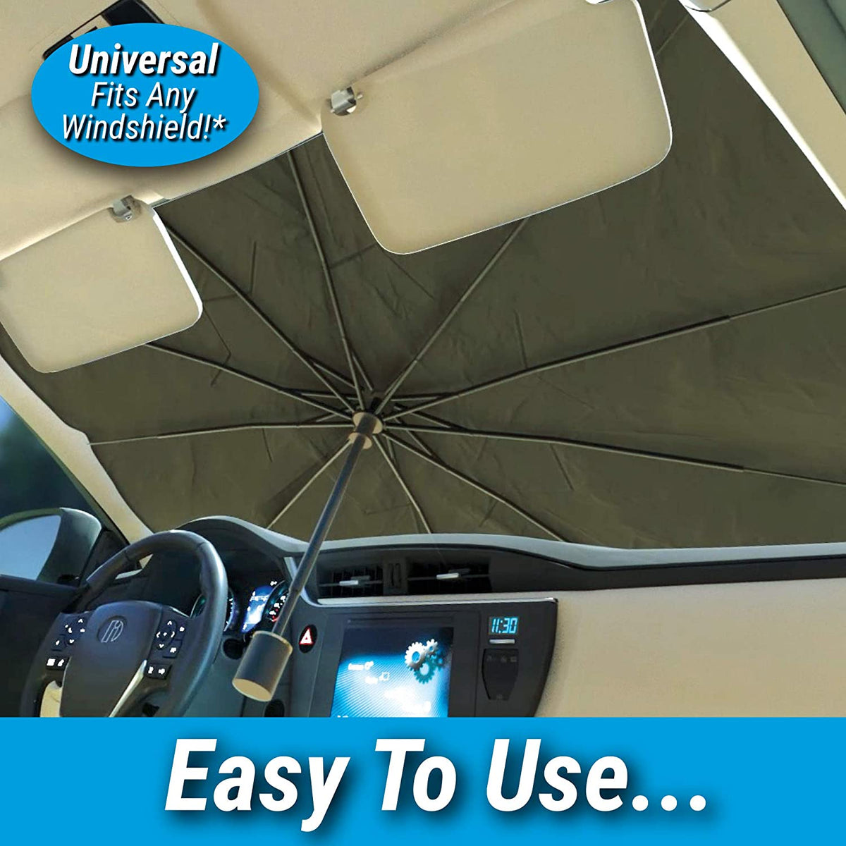 Premium Car Windshield Sun Shade - in use