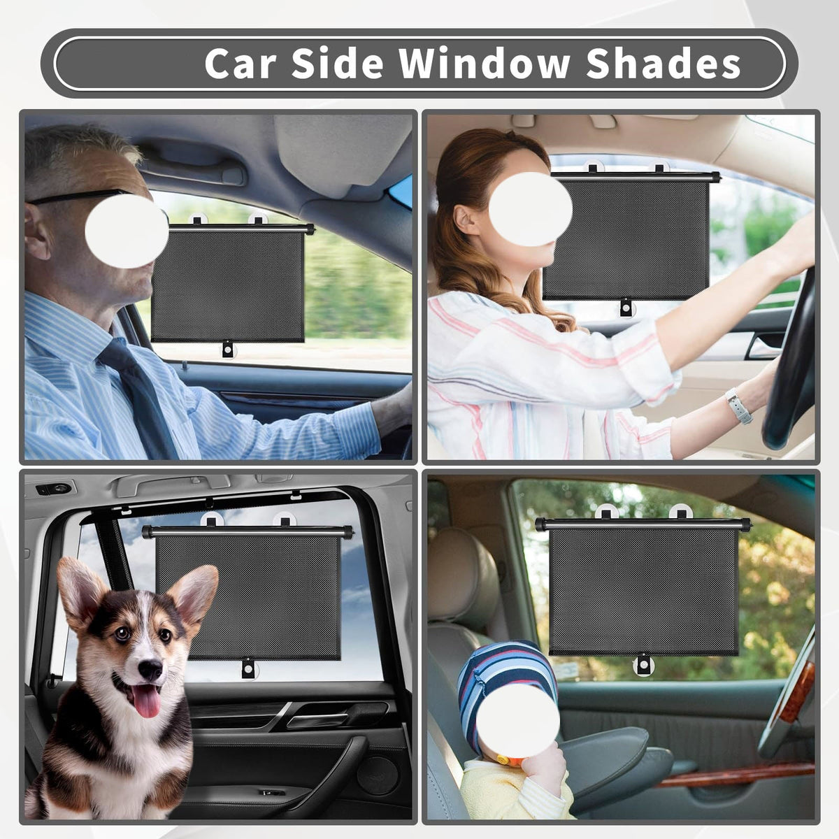 Retractable Car Window Sun Shades - installed